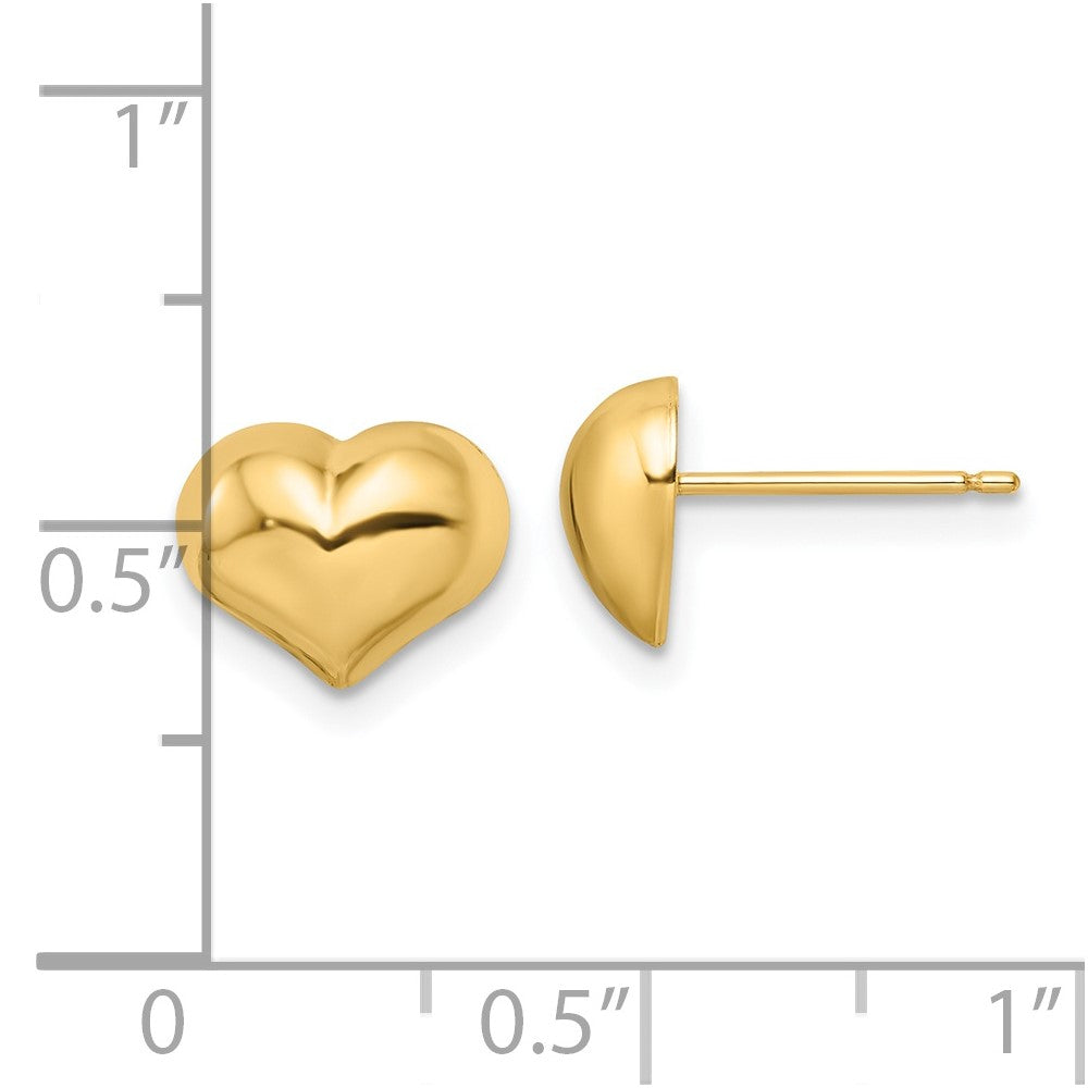 14K Gelbgold Poliert Gewölbt Herz Ohrstecker