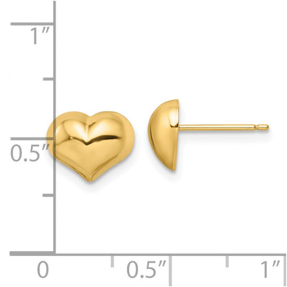 14K Gelbgold Poliert Gewölbt Herz Ohrstecker