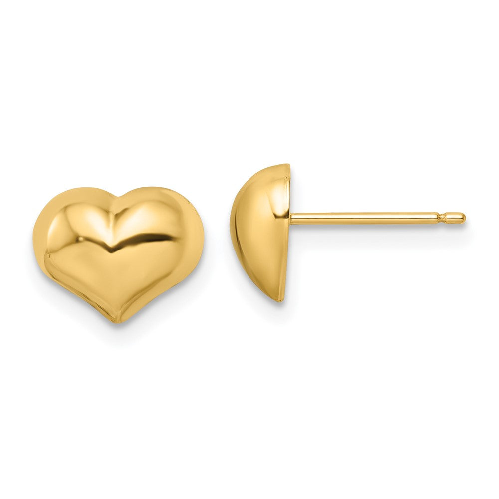 14K Gelbgold Poliert Gewölbt Herz Ohrstecker