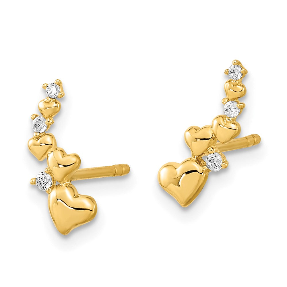 14K Gelbgold Poliert Herz Zirkonia Ohrstecker