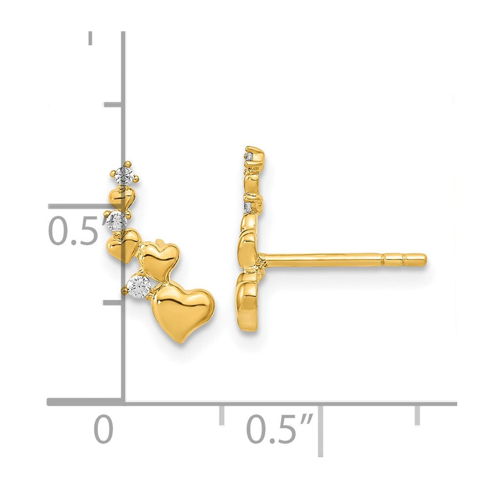 14K Gelbgold Poliert Herz Zirkonia Ohrstecker