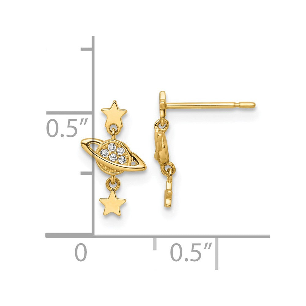 14K Gelbgold Zirkonia Saturn & Sterne Hängend Ohrstecker