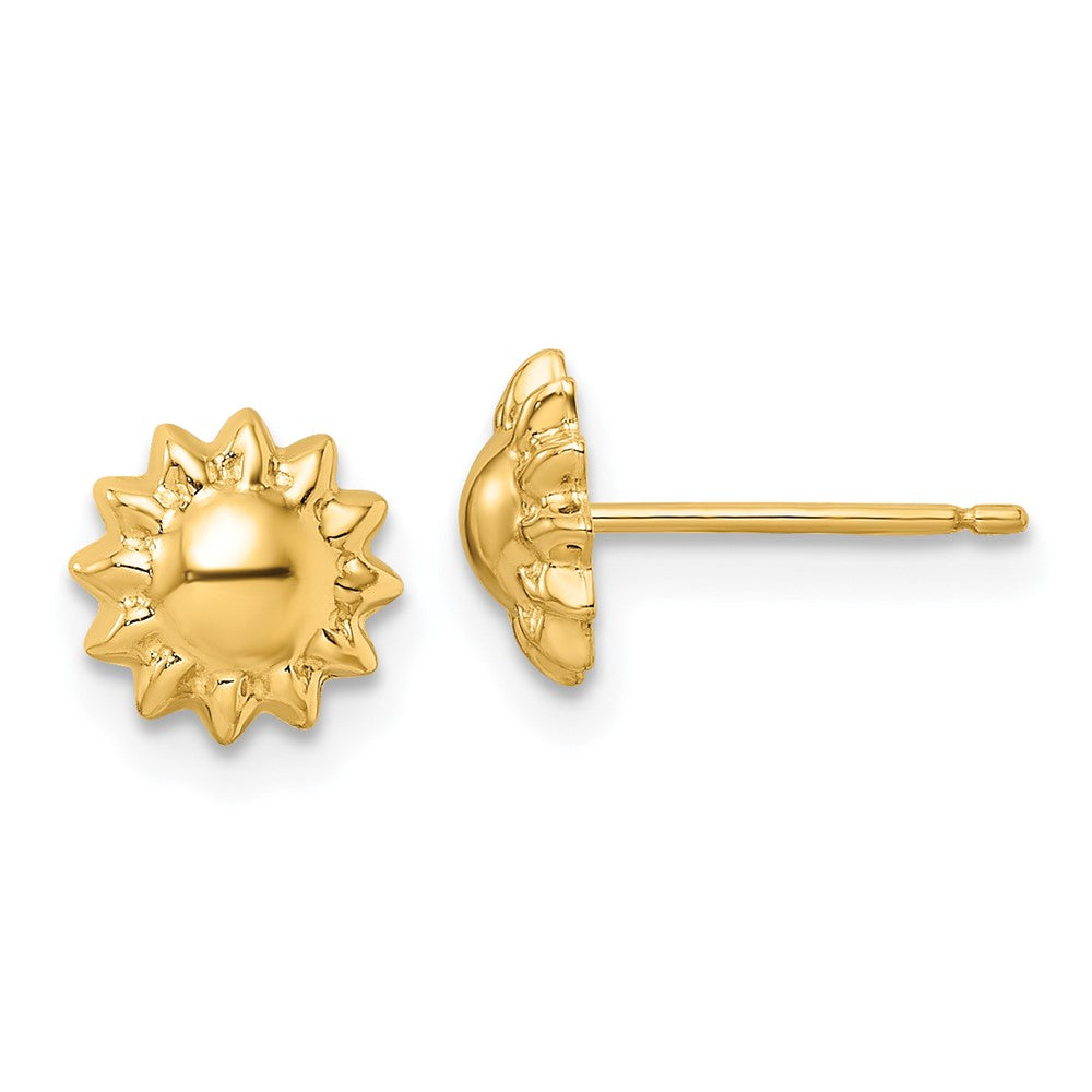 14K Gelbgold Poliert Sonne Ohrstecker