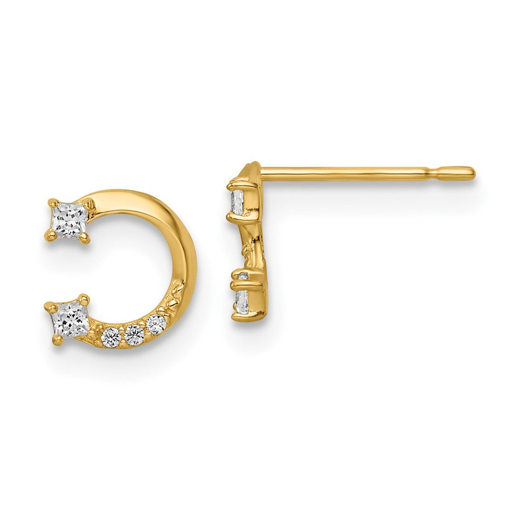 14K Gelbgold Zirkonia Hufeisen Ohrstecker