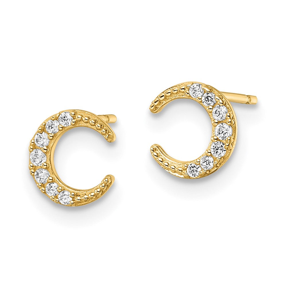14K Gelbgold Zirkonia Mond Ohrstecker