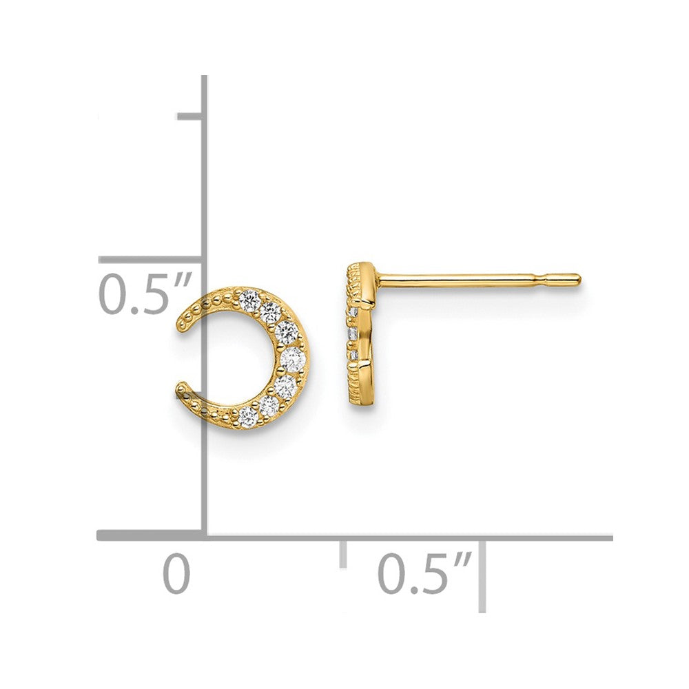14K Gelbgold Zirkonia Mond Ohrstecker