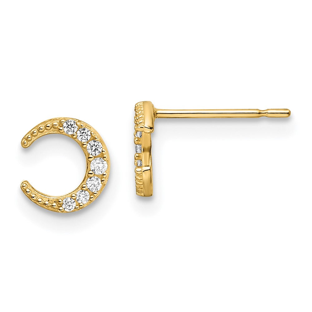 14K Gelbgold Zirkonia Mond Ohrstecker