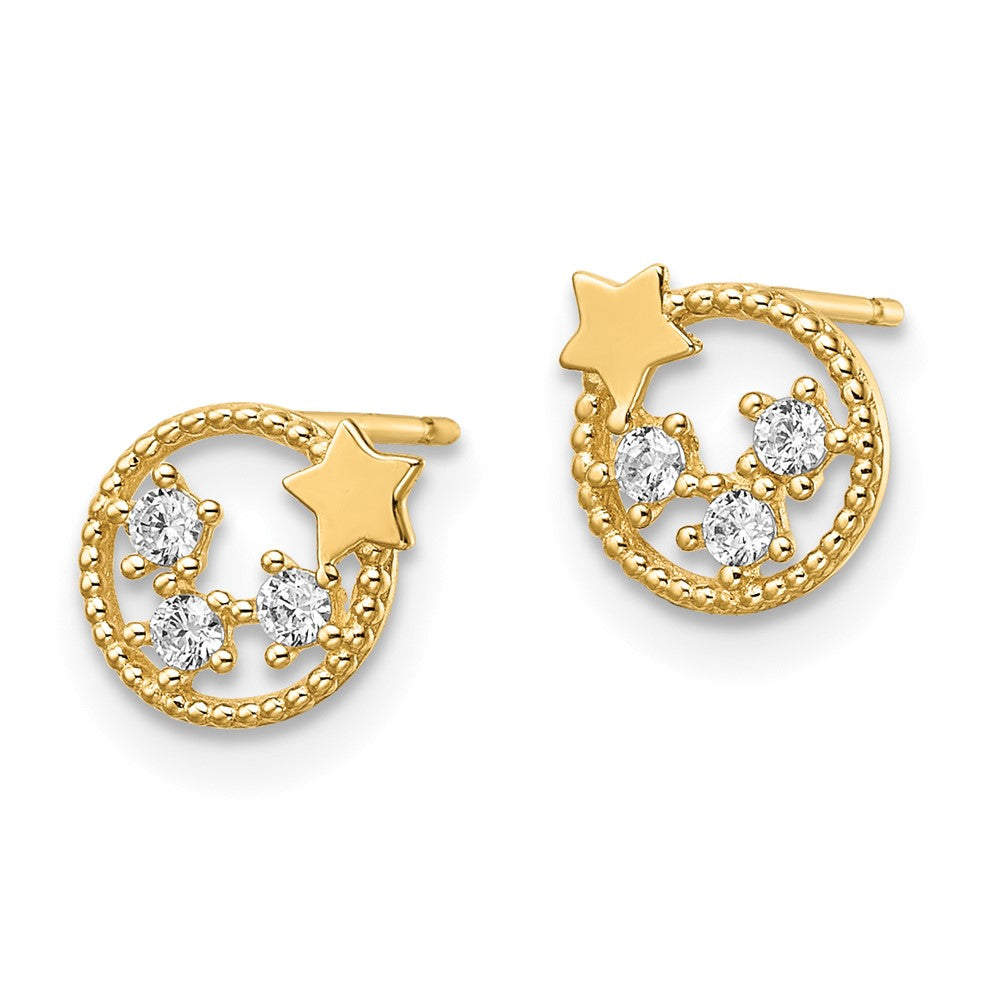 14K Gelbgold Zirkonia Sterne Ohrstecker