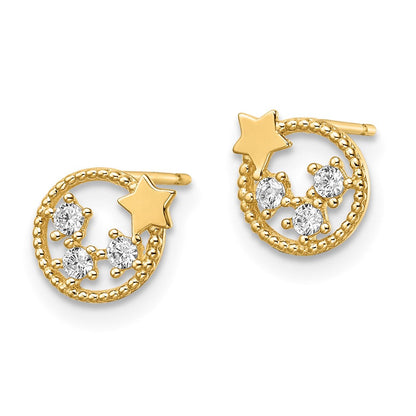 14K Gelbgold Zirkonia Sterne Ohrstecker