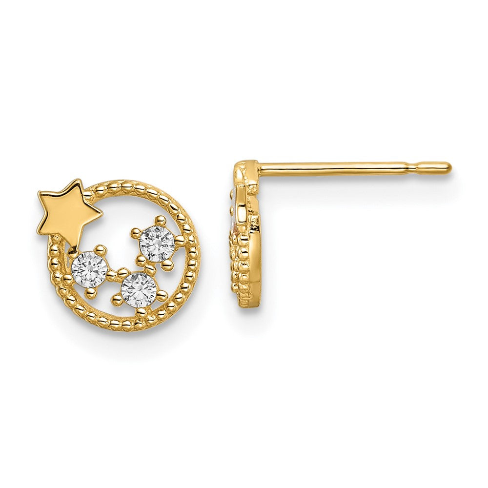 14K Gelbgold Zirkonia Sterne Ohrstecker