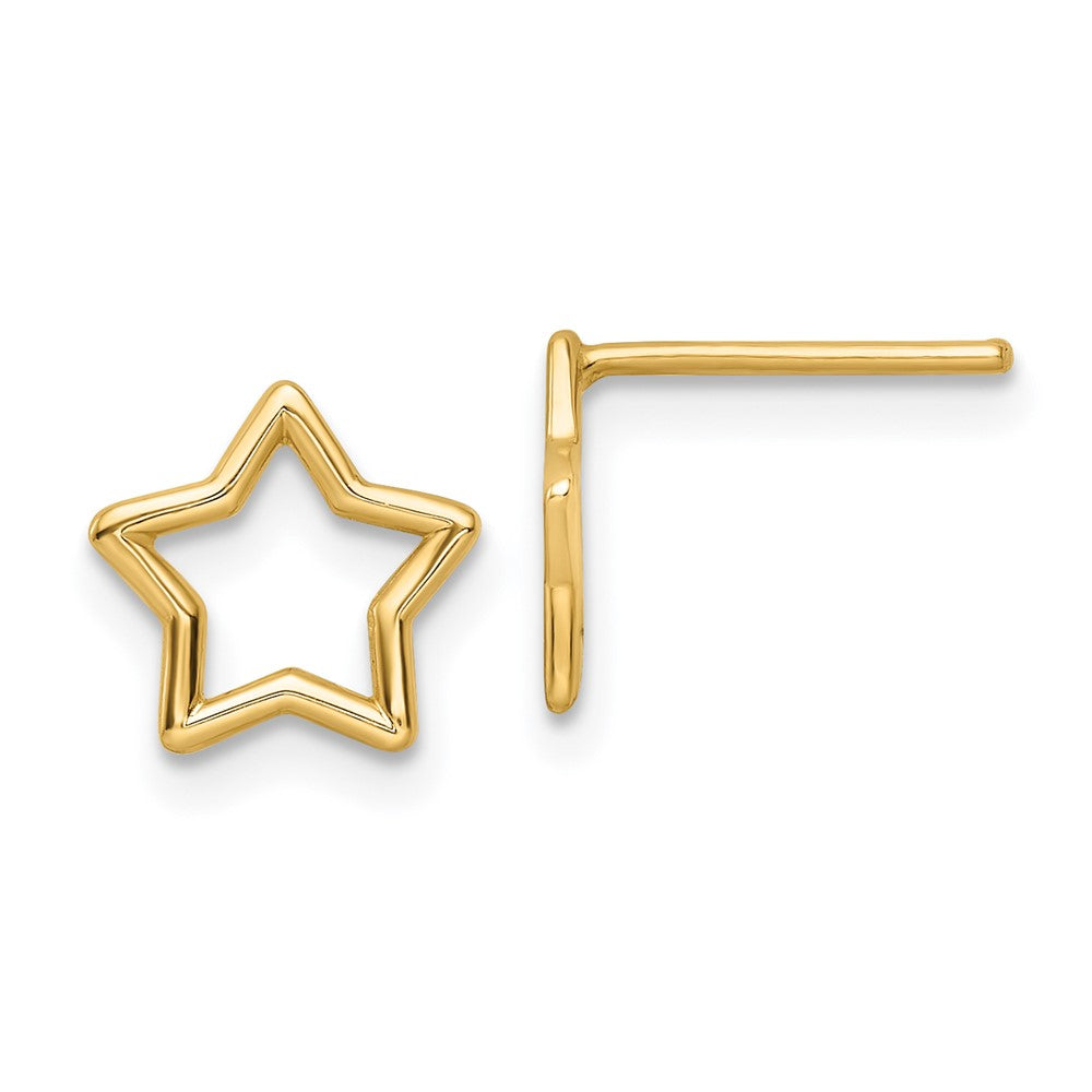 14K Gelbgold Polierte Stern-Ohrstecker