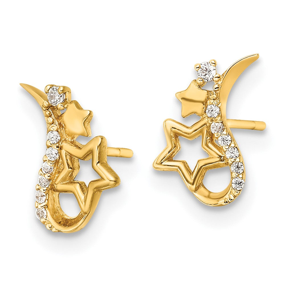 14K Gelbgold Poliert Zirkonia Sterne Ohrstecker
