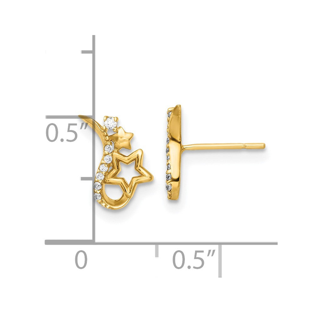 14K Gelbgold Poliert Zirkonia Sterne Ohrstecker