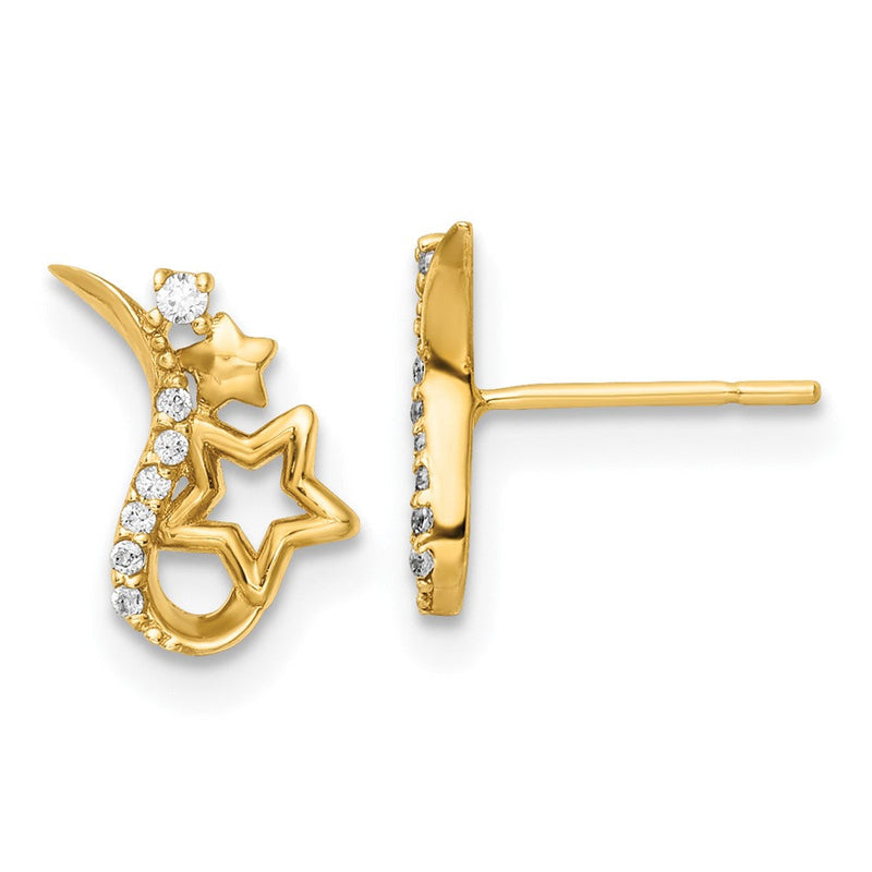 14K Gelbgold Poliert Zirkonia Sterne Ohrstecker
