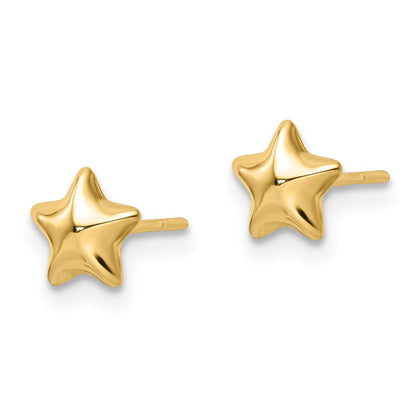 14K Gelbgold Poliert Klein Gewölbt Stern Ohrstecker