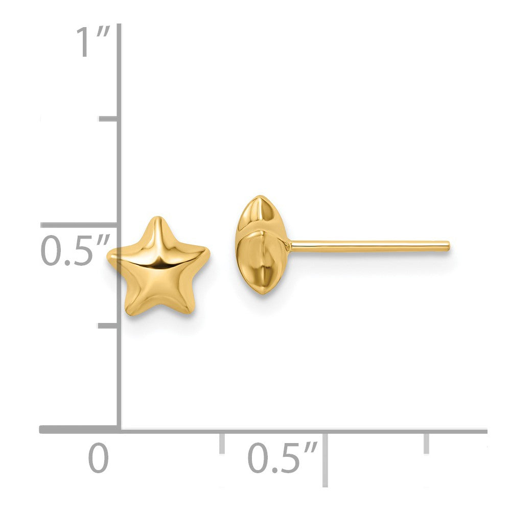 14K Gelbgold Poliert Klein Gewölbt Stern Ohrstecker
