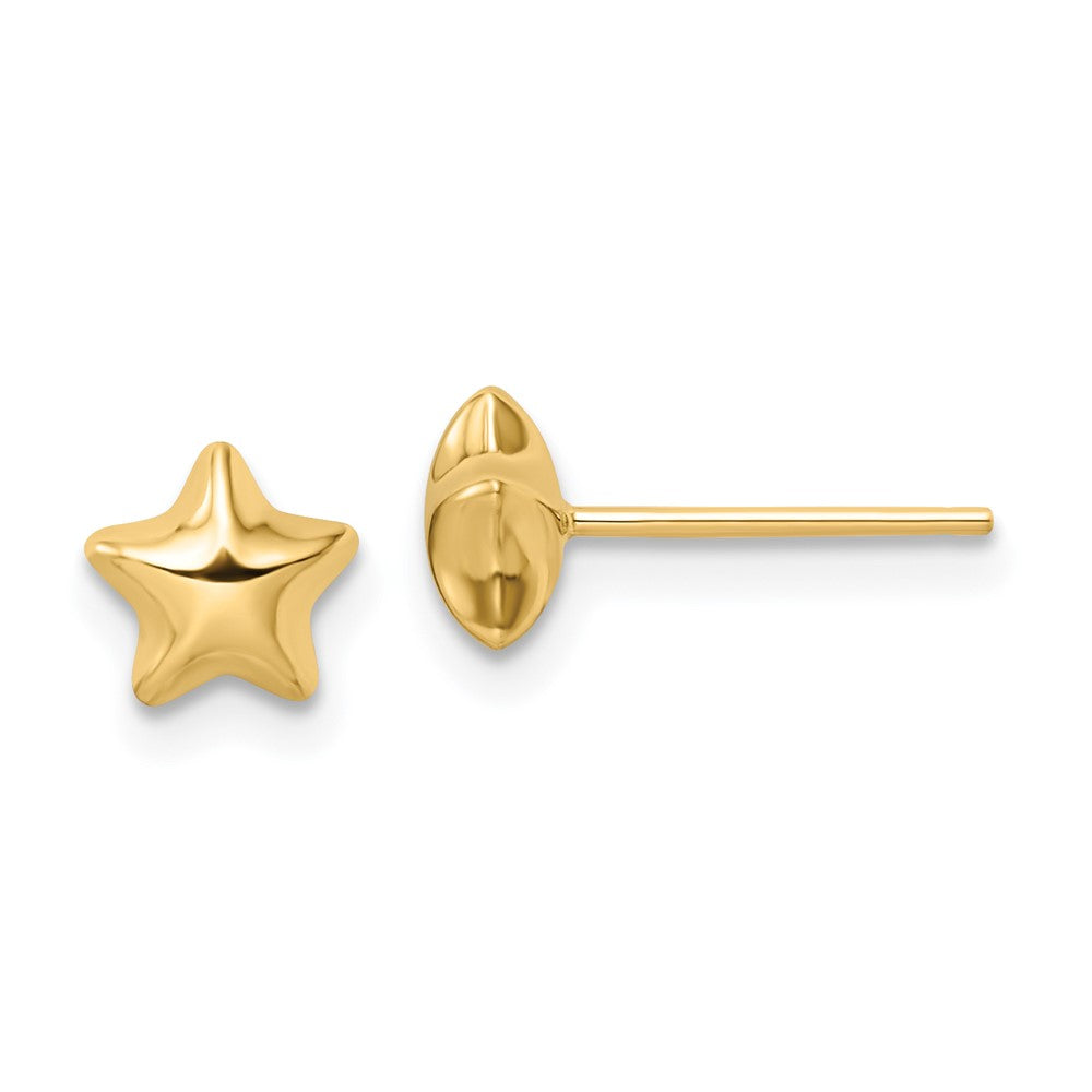 14K Gelbgold Poliert Klein Gewölbt Stern Ohrstecker