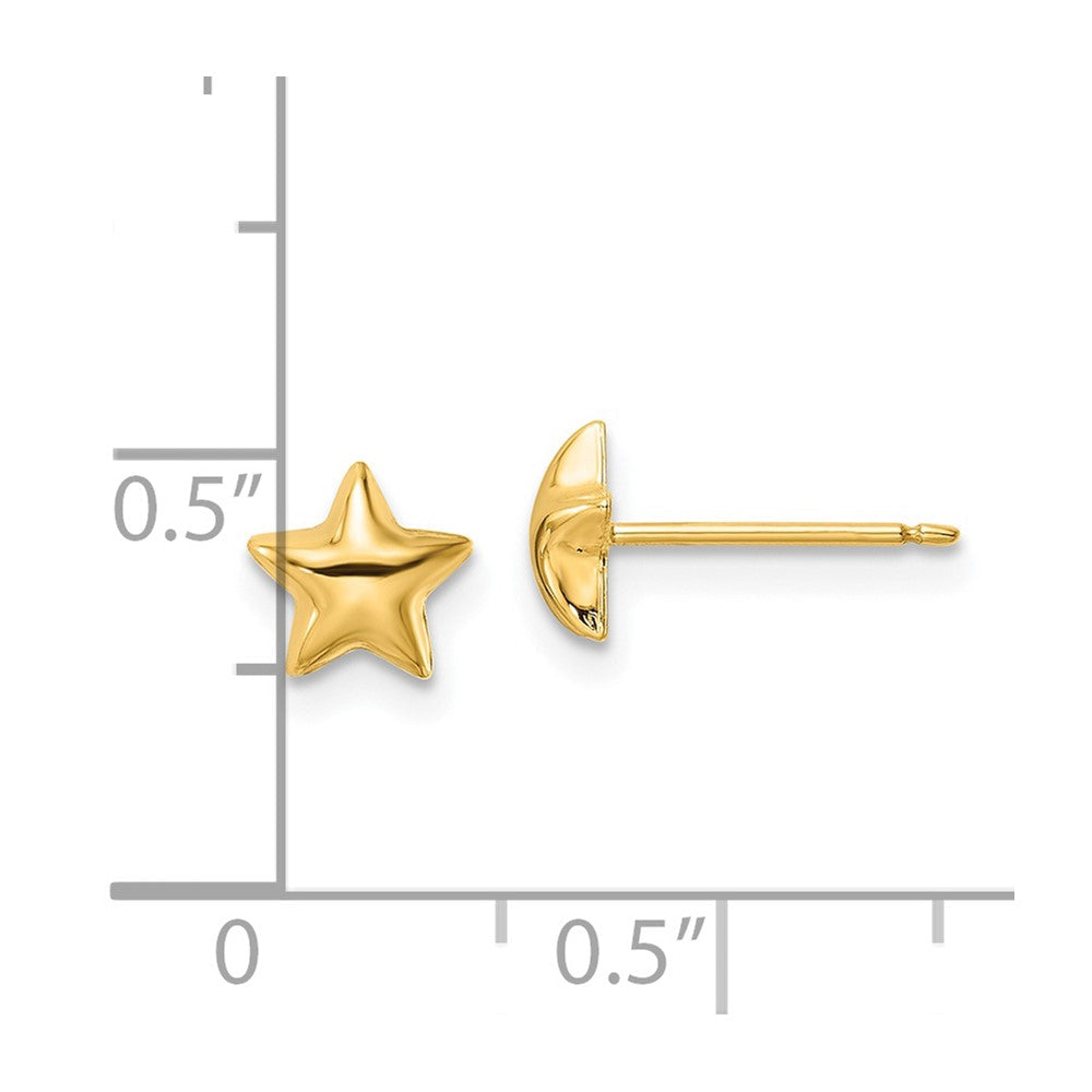 14K Gelbgold Poliert Stern Ohrstecker