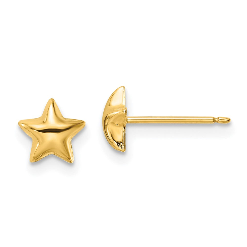 14K Gelbgold Poliert Stern Ohrstecker