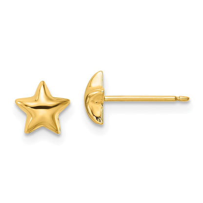 14K Gelbgold Poliert Stern Ohrstecker