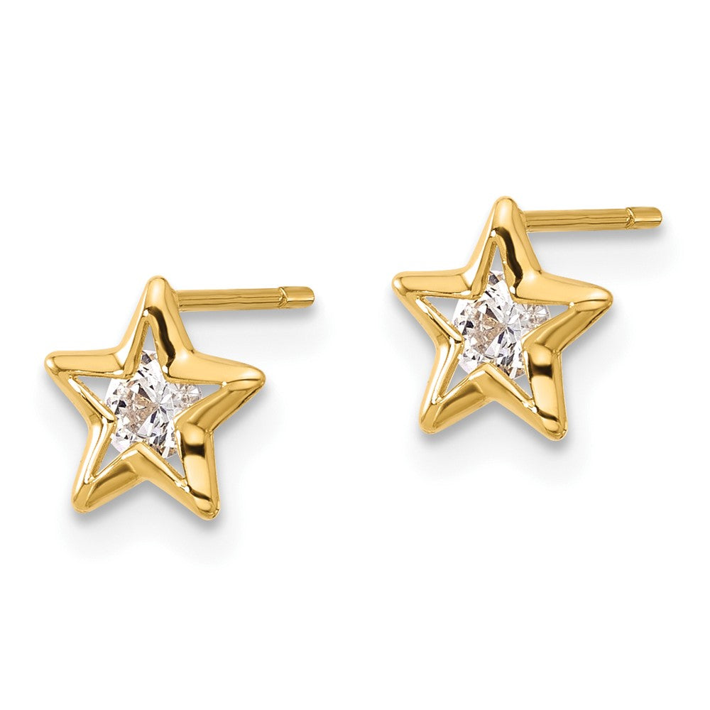 14K Gelbgold Zirkonia Stern Ohrstecker