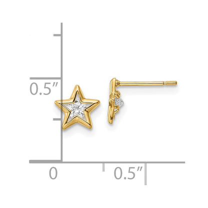 14K Gelbgold Zirkonia Stern Ohrstecker