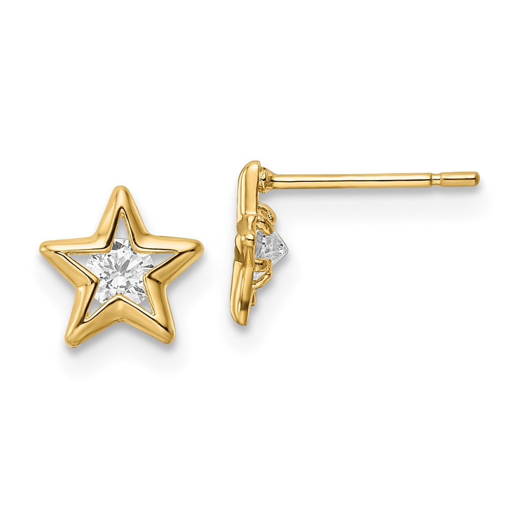14K Gelbgold Zirkonia Stern Ohrstecker