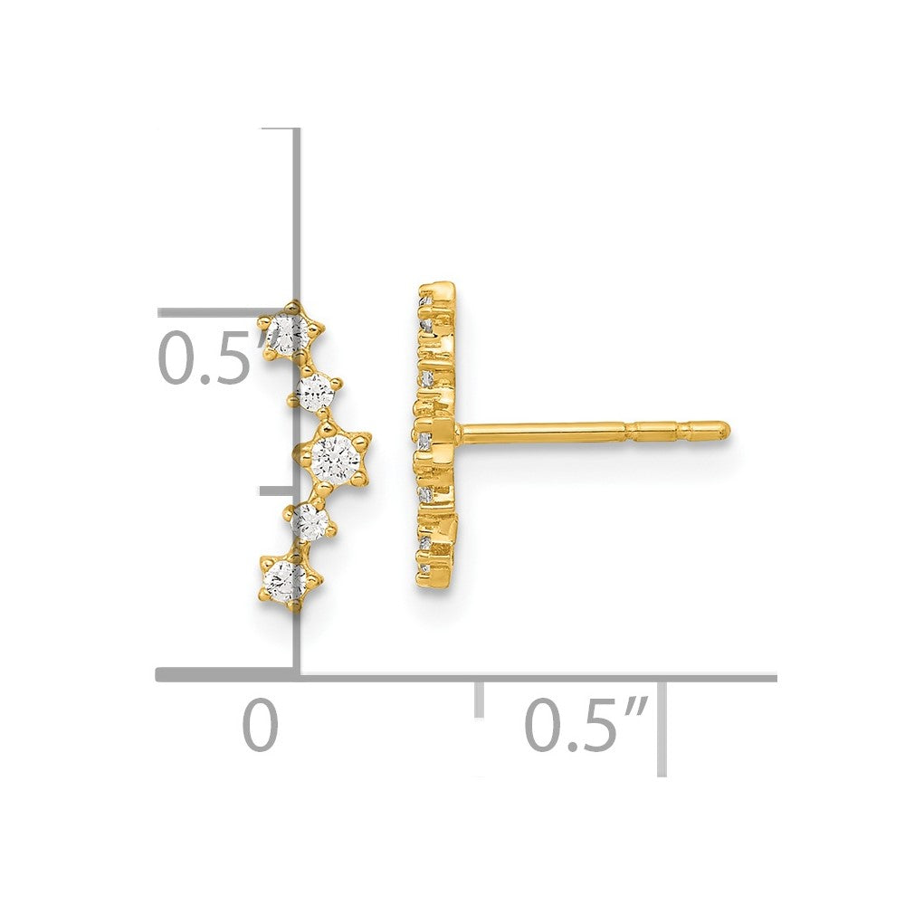 14K Gelbgold Poliert Fantasie Zirkonia Ohrstecker