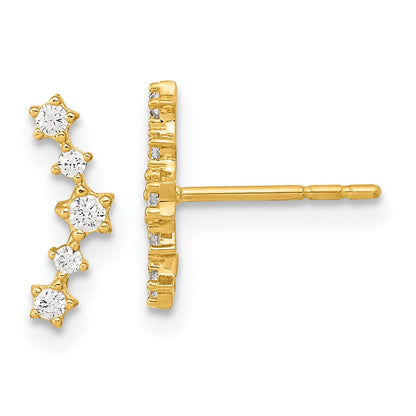 14K Gelbgold Poliert Fantasie Zirkonia Ohrstecker