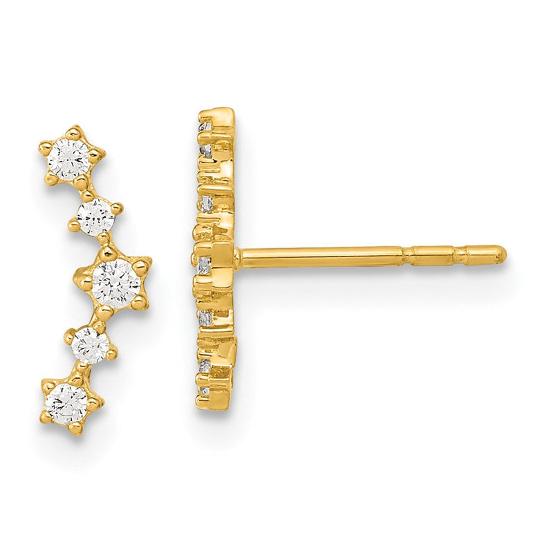 14K Gelbgold Poliert Fantasie Zirkonia Ohrstecker