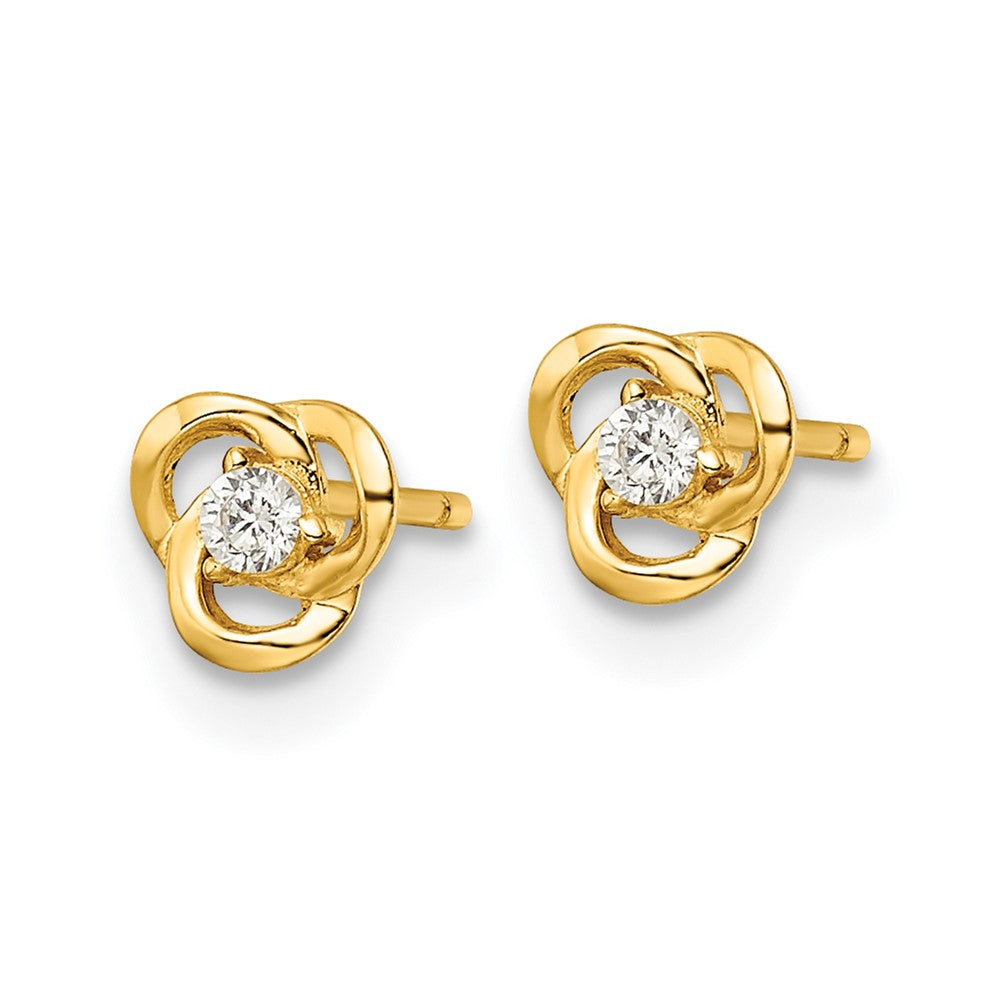 14K Gelbgold Poliert Zirkonia Blume Ohrstecker