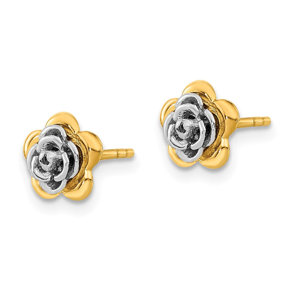 14K Bicolor Gold Blumen-Ohrstecker