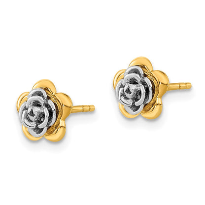 14K Bicolor Gold Blumen-Ohrstecker