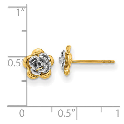 14K Bicolor Gold Blumen-Ohrstecker