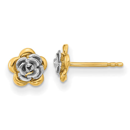 14K Bicolor Gold Blumen-Ohrstecker