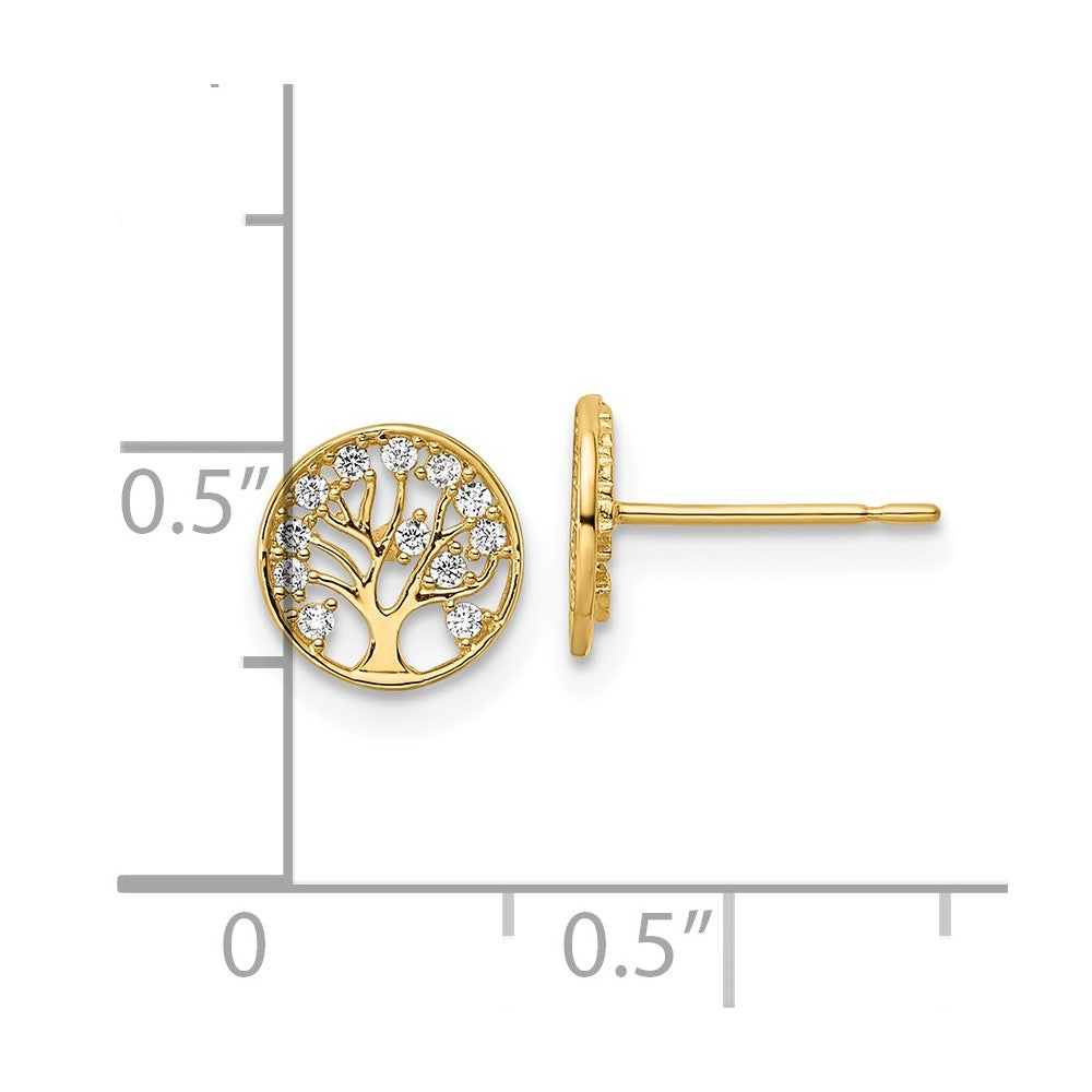 14K Gelbgold Zirkonia Baum Of Leben Ohrstecker