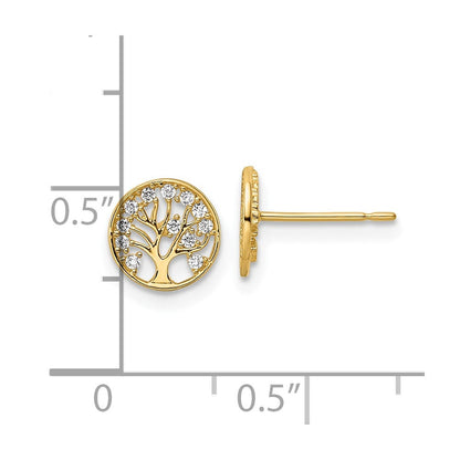 14K Gelbgold Zirkonia Baum Of Leben Ohrstecker