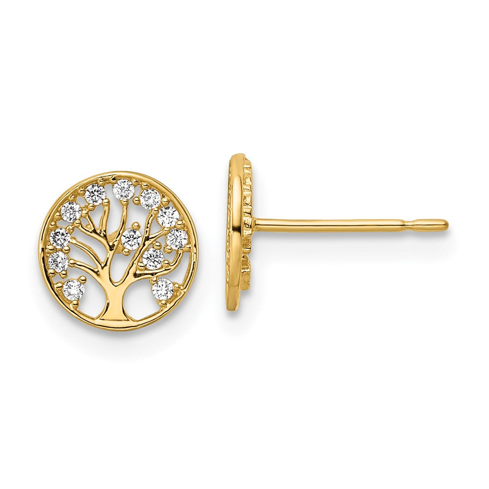 14K Gelbgold Zirkonia Baum Of Leben Ohrstecker