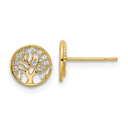 14K Gelbgold Zirkonia Baum Of Leben Ohrstecker