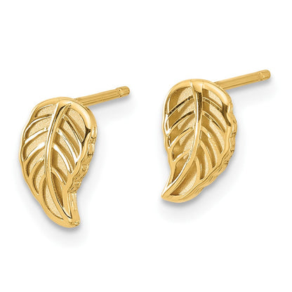14K Zweifarbig-Gold Blatt-Ohrstecker in Zweifarbig