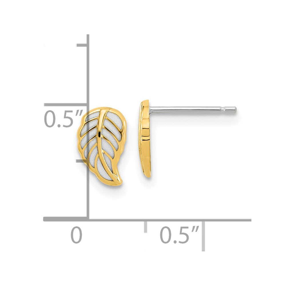 14K Zweifarbig-Gold Blatt-Ohrstecker in Zweifarbig