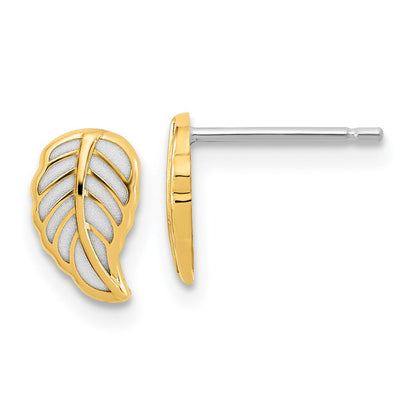 14K Zweifarbig-Gold Blatt-Ohrstecker in Zweifarbig