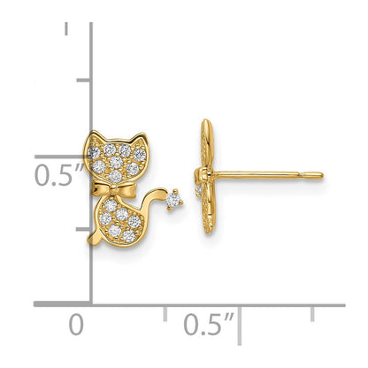 14K Gelbgold Zirkonia Katze Ohrstecker