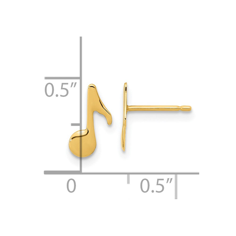 14K Gelbgold Poliert Musik Note Ohrstecker