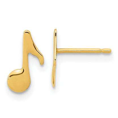 14K Gelbgold Poliert Musik Note Ohrstecker