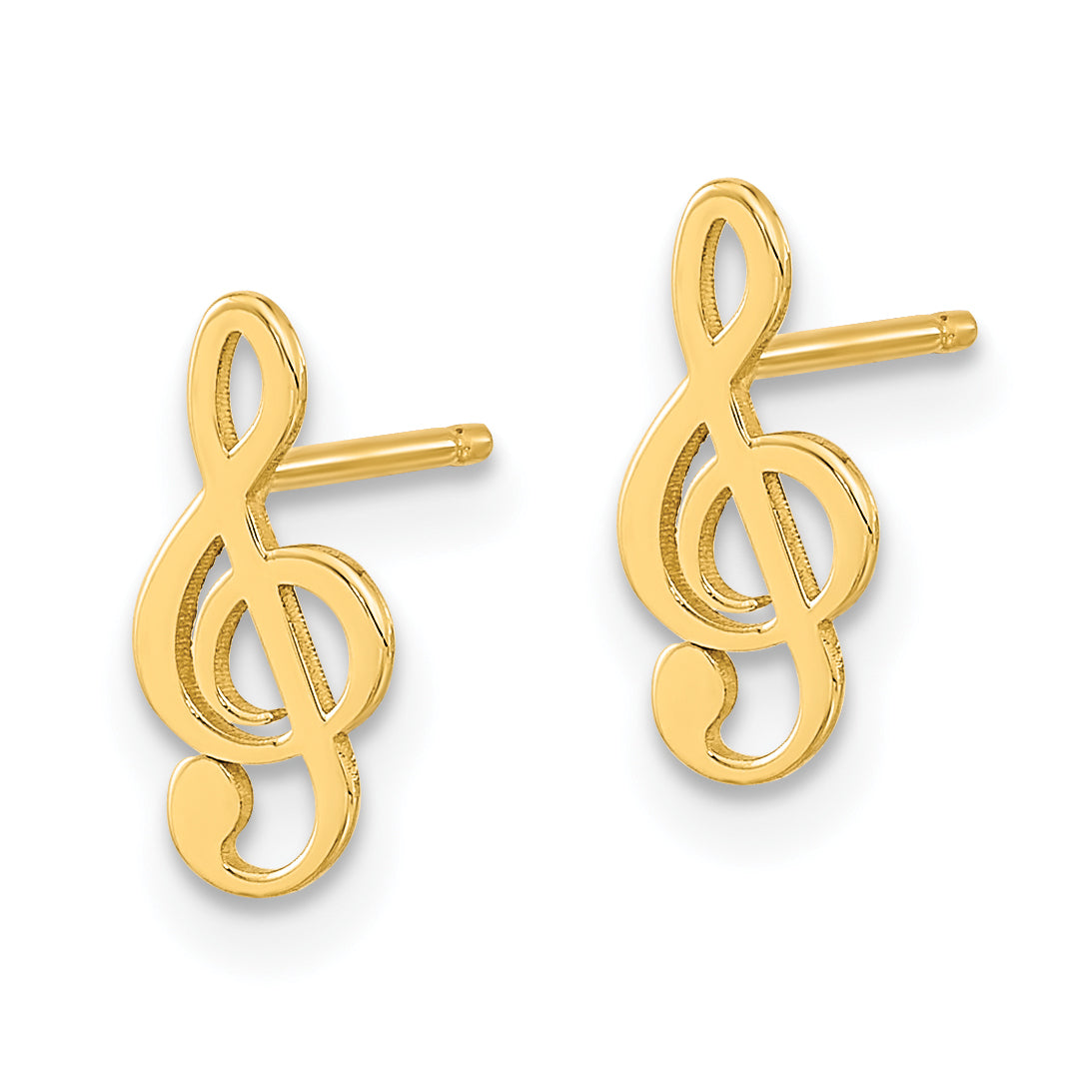 14K Gelbgold Poliert Noten Schlüssel Note Ohrstecker