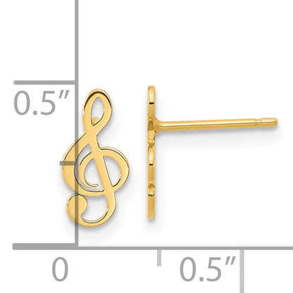 14K Gelbgold Poliert Noten Schlüssel Note Ohrstecker