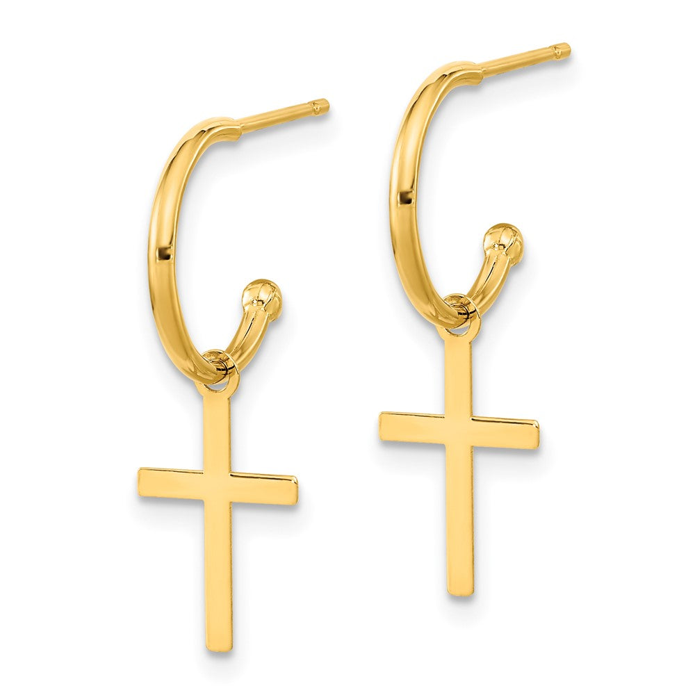 14K Gold Ohrhänger mit Kreuz, poliert