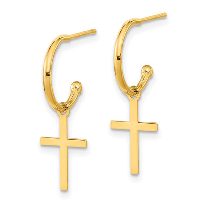 14K Gold Ohrhänger mit Kreuz, poliert