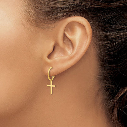 14K Gold Ohrhänger mit Kreuz, poliert